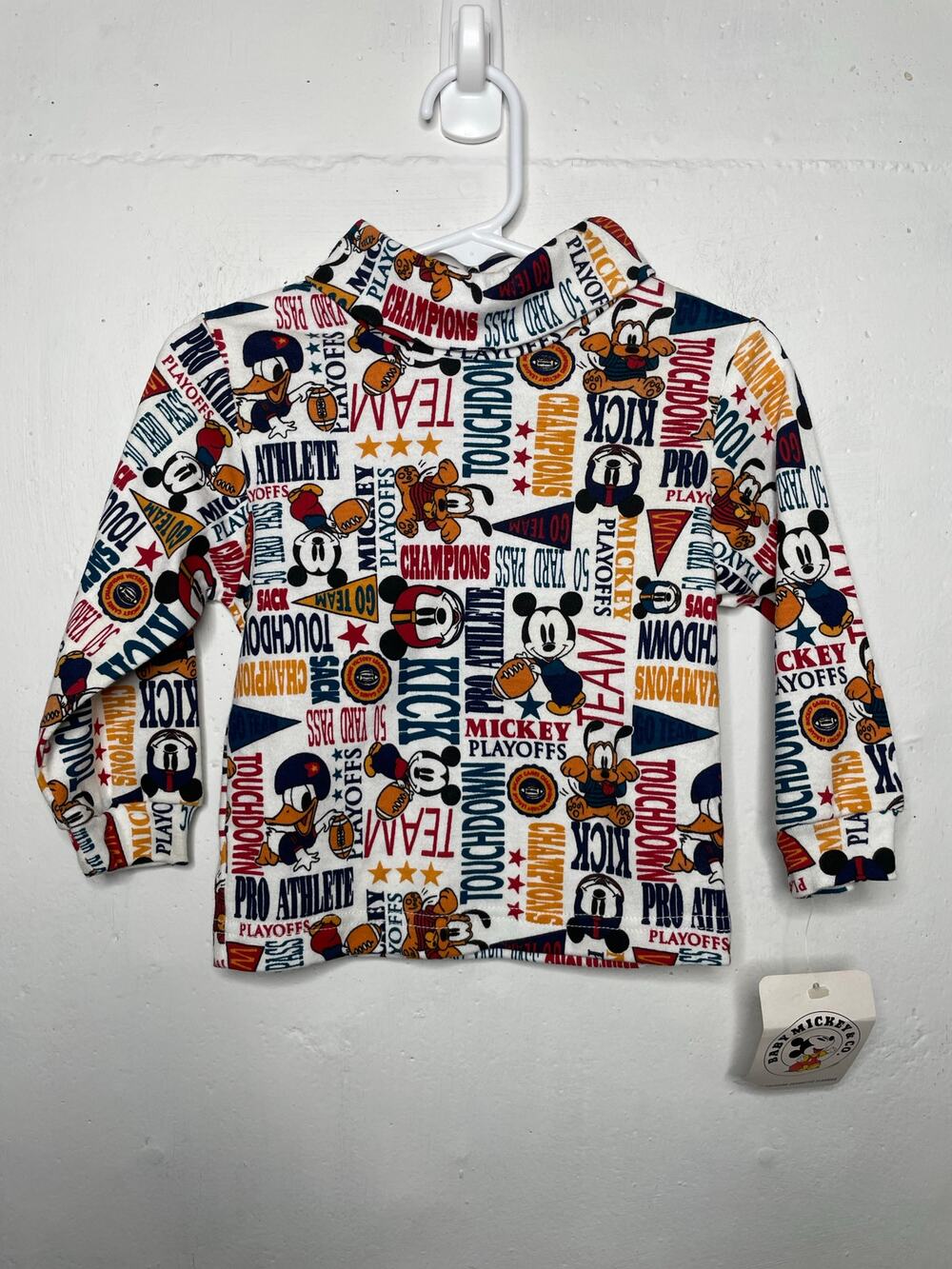 NEW Vintage 18 Mo Disney Mickey Mouse Turtleneck Football Sports Goofy Baby